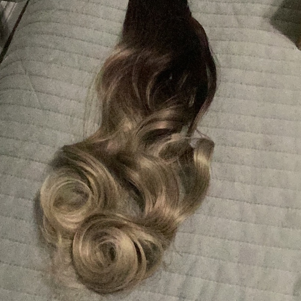 Brown and Cream Wavy Hair Wig with Ombre Effect